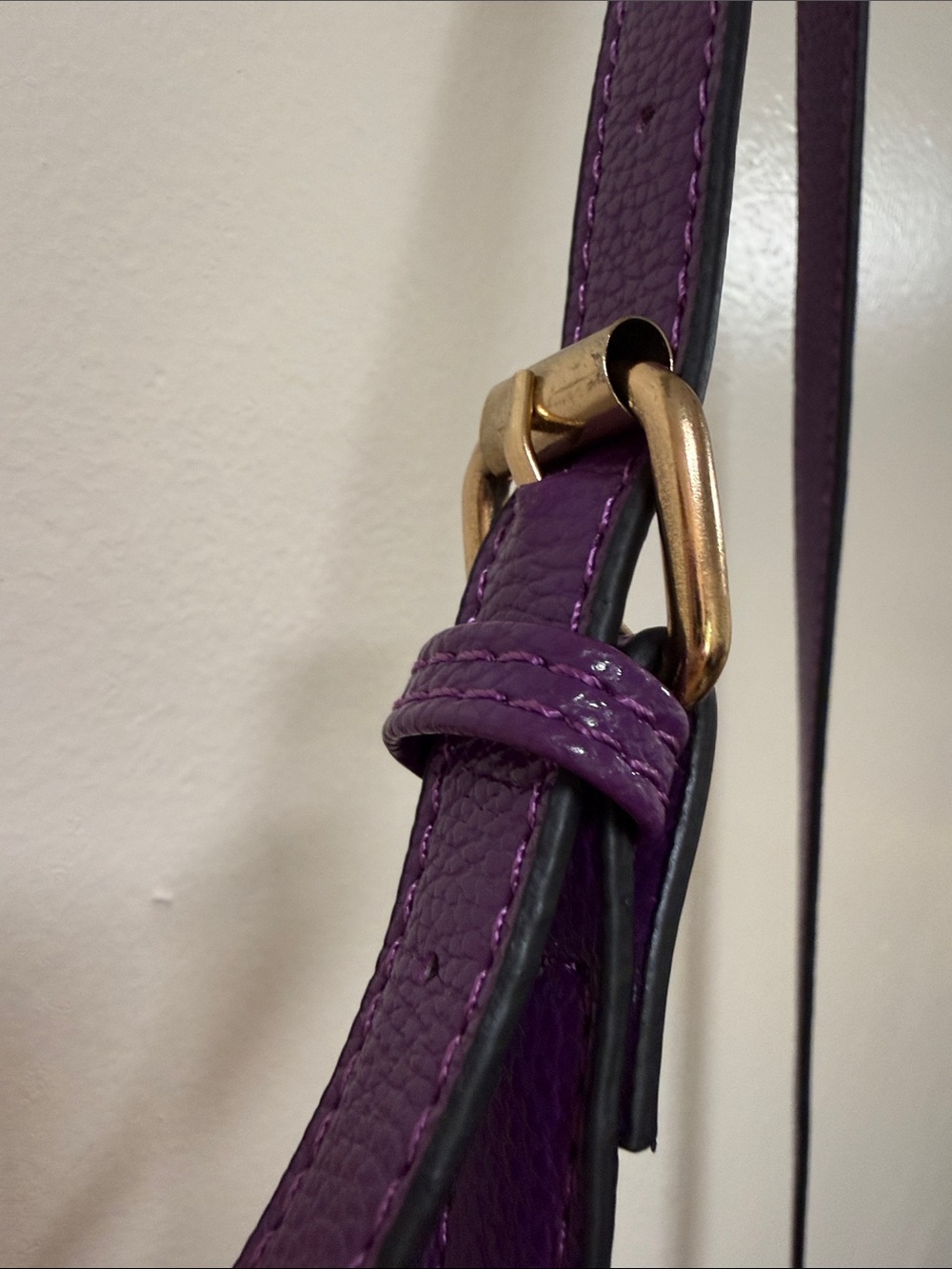 Coach Deep Purple Pebble Leather Shoulder Bag with Gold Accents - Picture 7 of 11